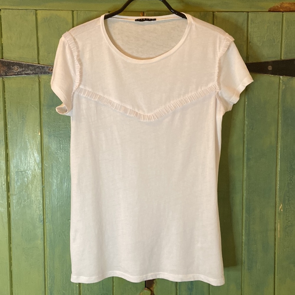 Sisley White Cotton Tee With Ruffle